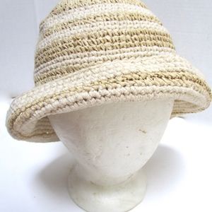 J Crew Packable Foldable Raffia & Cotton Straw Hat